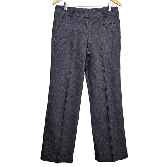 Larry Levine Stretch Cuffed Brown Herringbone Trousers Size 8 - Picture 1 of 7